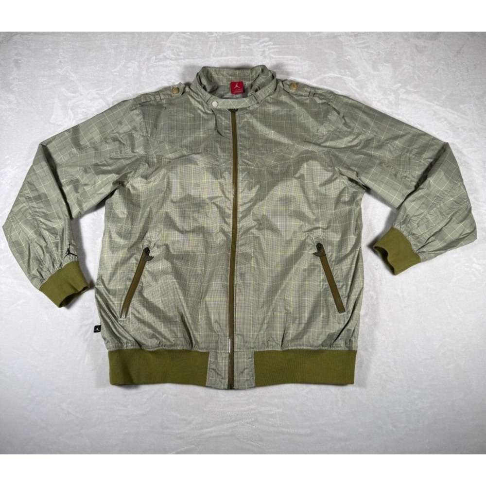 Vintage Nike Jordan Mens 3XL Green Plaid Windbreaker Jacket Y2K Big Tall